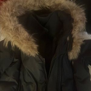 Mackage Black Coat with Faux Fur Hood